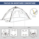 Tenda da Spiaggia Pop Up 220x173x120 cm con Finestre in Poliestere Blu