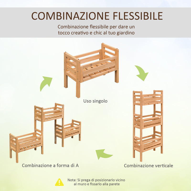 Portapiante Modulare 3 Livelli 50,8x22,8x40,6 cm in Legno di Abete Giallo