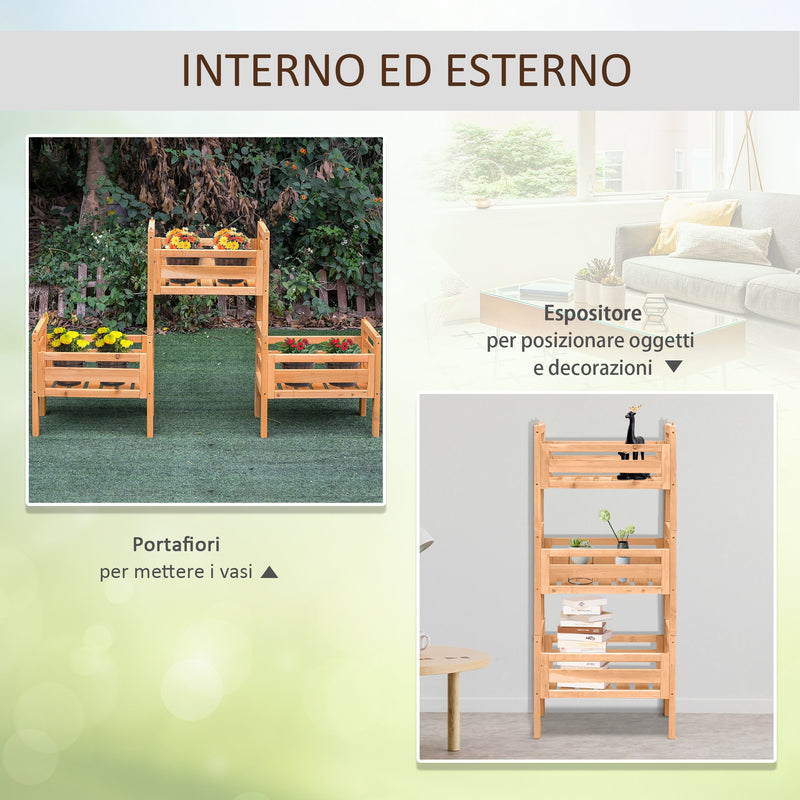 Portapiante Modulare 3 Livelli 50,8x22,8x40,6 cm in Legno di Abete Giallo