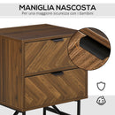 Comodino 2 Cassetti 48x39,5x61 cm in Legno Noce