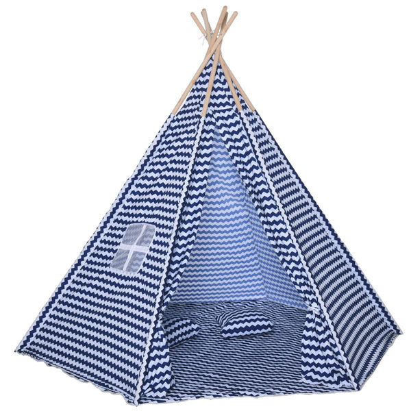 online Tente Indienne pour Enfants 2x2x1,7m en Polyester Bleu et Bois