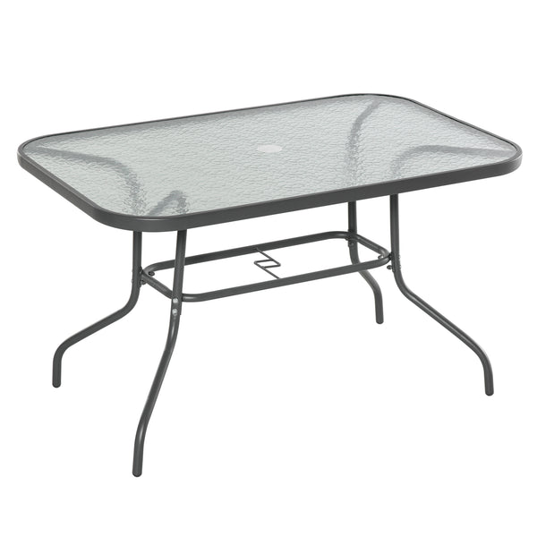 Table de Jardin 120x80x70 cm en Métal et Verre Trempé Gris acquista