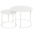 Set 2 Tavoli da Giardino Sovrapponibili Ø70 cm e Ø50 cm in Ferro Bianco