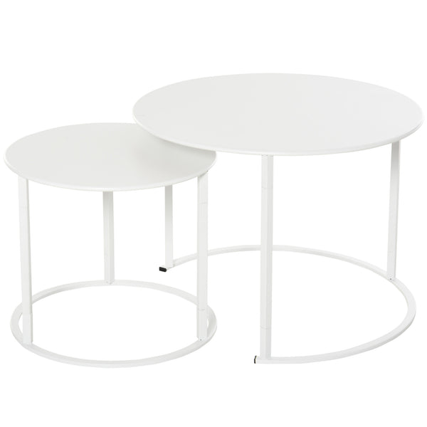 Set de 2 Tables de Jardin Empilables Ø70 cm et Ø50 cm en Fer Blanc online