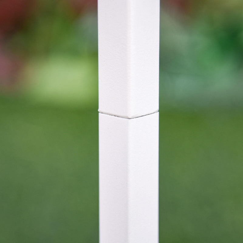 Set 2 Tavoli da Giardino Sovrapponibili Ø70 cm e Ø50 cm in Ferro Bianco