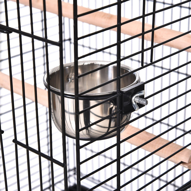 Voliera Gabbia per Uccelli 51x51x137 cm in Acciaio e Legno Nera