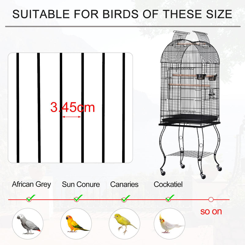 Voliera Gabbia per Uccelli 51x51x137 cm in Acciaio e Legno Nera