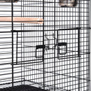 Voliera Gabbia per Uccelli 51x51x137 cm in Acciaio e Legno Nera