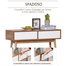 Consolle Ingresso 2 Cassetti 100x35x75 cm in Legno Bianco e Teak