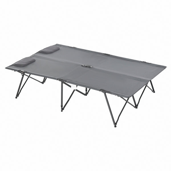 acquista Lit double de camping pliant 194x127x46 cm en métal et tissu Oxford gris