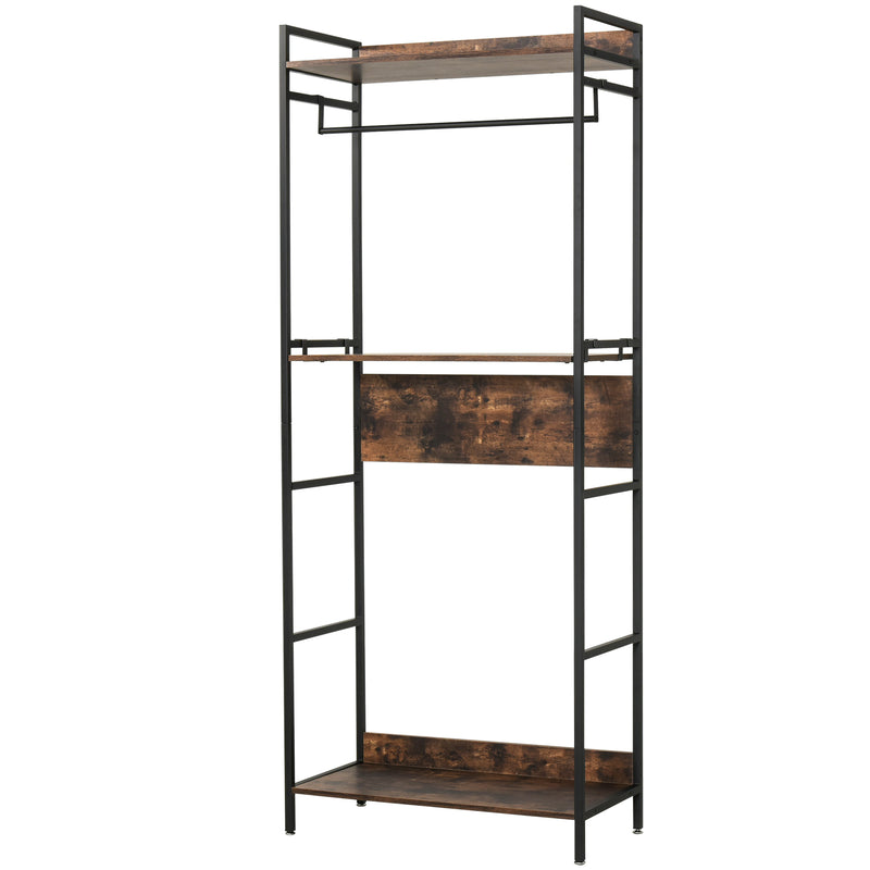 Appendiabiti Scarpiera per Ingresso 80x40x200 cm con Mensole in Metallo e Legno Marrone