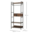 Appendiabiti Scarpiera per Ingresso 80x40x200 cm con Mensole in Metallo e Legno Marrone
