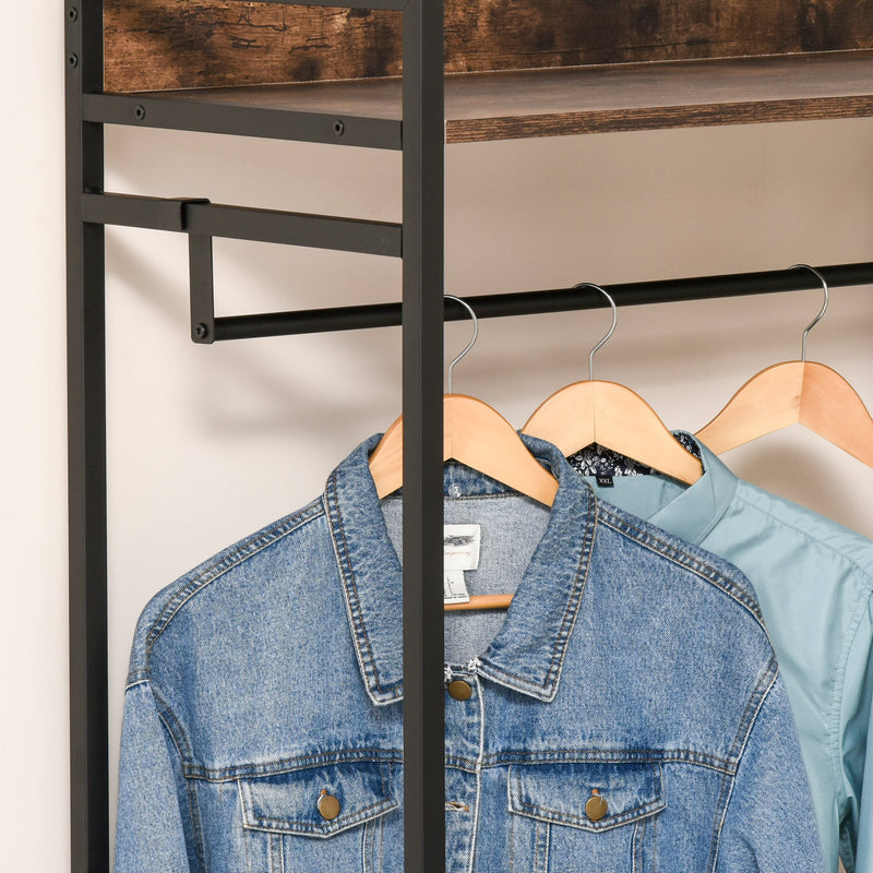 Appendiabiti Scarpiera per Ingresso 80x40x200 cm con Mensole in Metallo e Legno Marrone