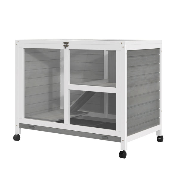 Clapier d'Extérieur 2 Niveaux 91,5x53,3x73 cm en Bois Gris acquista