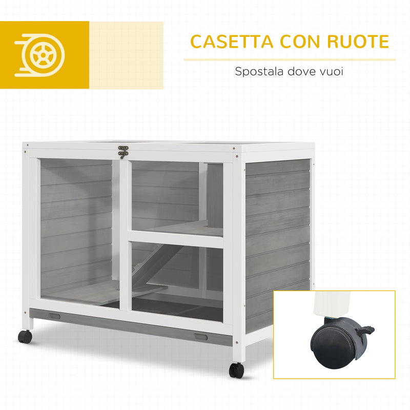 Conigliera da Esterno 2 Livelli 91,5x53,3x73 cm in Legno Grigio