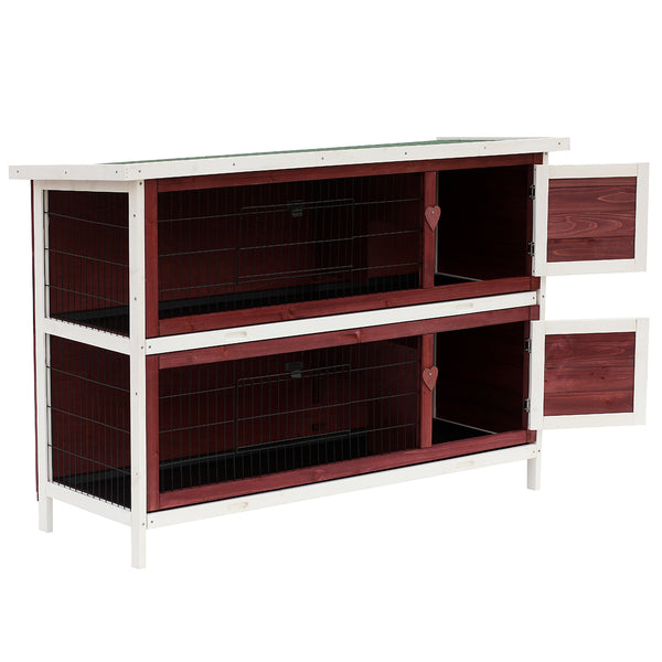 Clapier d'extérieur 136,4x50x93 cm en Bois Marron et Blanc prezzo