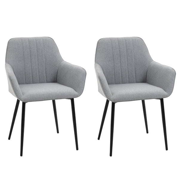 Lot de 2 Chaises Rembourrées 59,5x56,5x81 cm en Lin Gris Clair prezzo