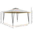 Gazebo da Giardino 3,5x3,5x2,7m in Metallo Doppio Tettuccio Beige