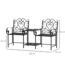 Panchina 2 Posti da Giardino 160x61x96 cm con Tavolino Nera