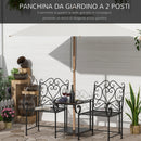 Panchina 2 Posti da Giardino 160x61x96 cm con Tavolino Nera