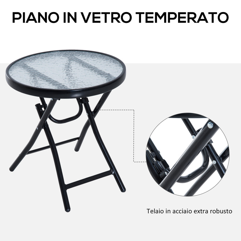 Set Tavolino e 2 Sedie Pieghevoli a Dondolo in Acciaio e Tessuto a Rete Grigio