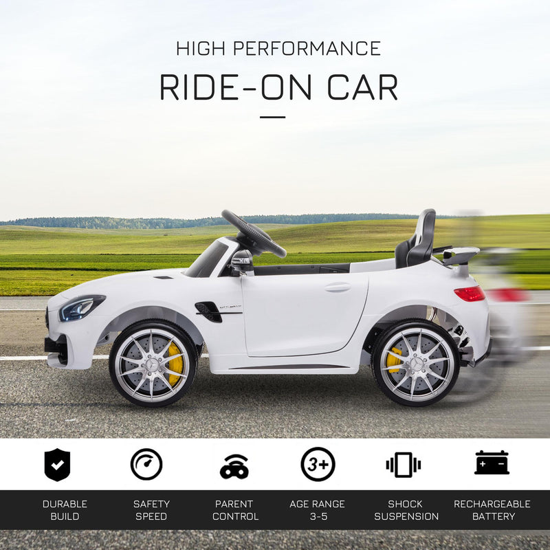 Macchina Elettrica per Bambini 12V con Licenza Mercedes GTR AMG Bianca