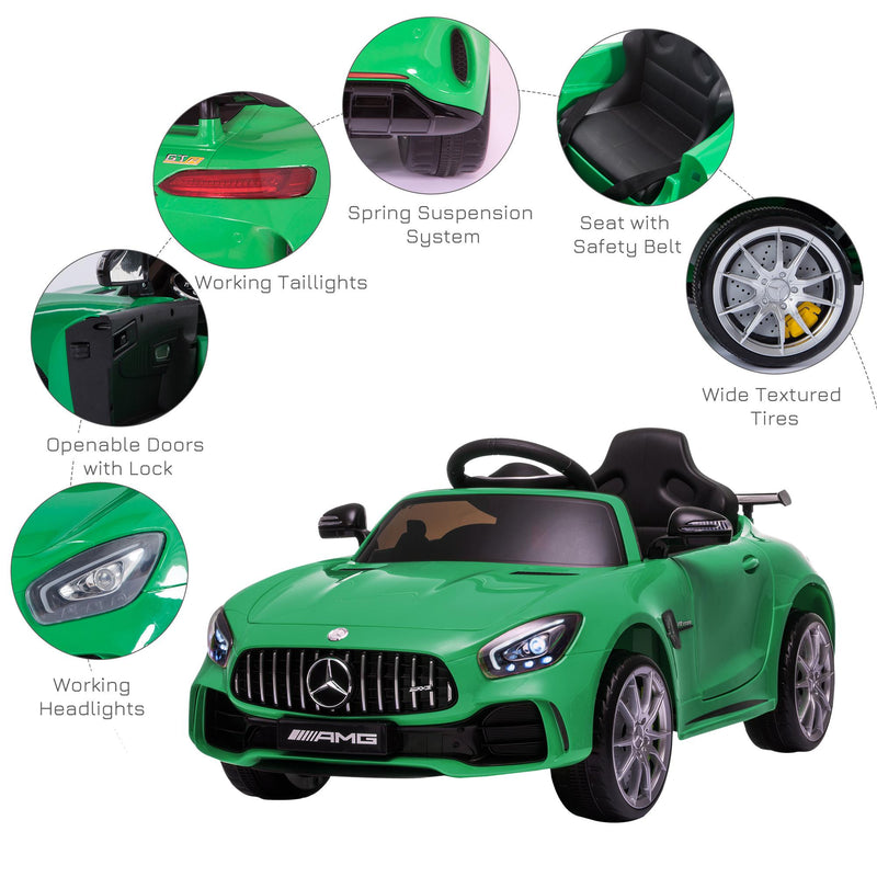 Macchina Elettrica per Bambini 12V con Licenza Mercedes GTR AMG Verde