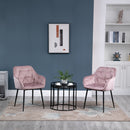 Set 2 Sedie Imbottite 59,5x55,5x83,5 cm in Velluto Rosa