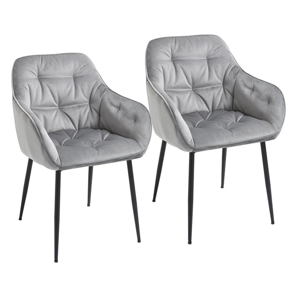 Set 2 Chaises Rembourrées 59,5x55,5x83,5 cm en Velours Gris sconto