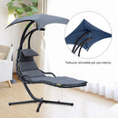 Sedia Dondolo Pensile Relax Chaise Longue con Tettuccio Grigio