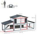 Conigliera da Esterno 225x70x100 cm in Legno Grigio e Bianco