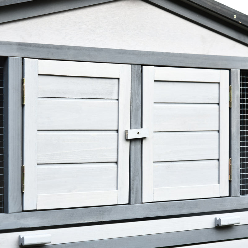 Conigliera da Esterno 225x70x100 cm in Legno Grigio e Bianco