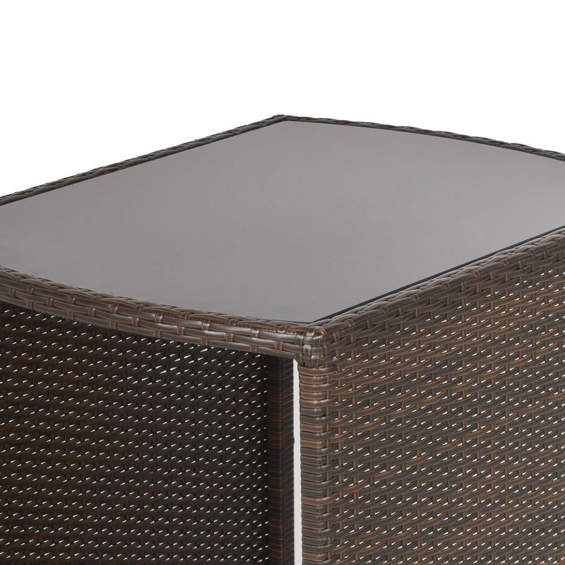 Set Tavolino e 2 Sedie da Giardino in Rattan Marrone