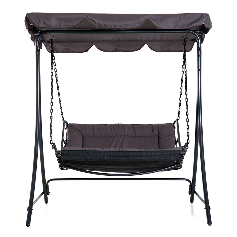 Dondolo 2 Posti da Giardino 160x117x173 cm in Acciaio e Poliestere Grigio