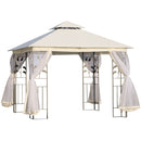 Gazebo da Giardino 3x3m con Zanzariera in Acciaio e Poliestere Bianco