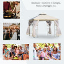 Gazebo da Giardino 3x3m con Zanzariera in Acciaio e Poliestere Bianco