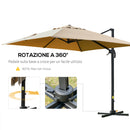 Ombrellone da Giardino Decentrato 3x3m in Alluminio e Poliestre Khaki