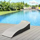 Lettino Prendisole Pieghevole da Giardino 198x68x50 cm in Rattan Nero e Bianco Crema