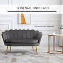 Divano 2 Posti 130x63x73 cm in Velluto Grigio