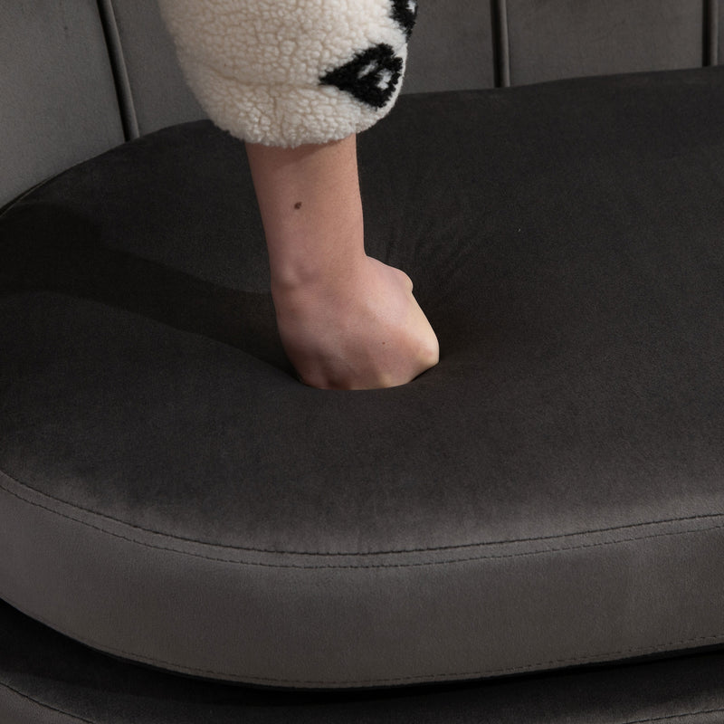 Divano 2 Posti 130x63x73 cm in Velluto Grigio