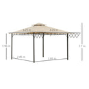 Gazebo da Giardino 3,25x3,25m con Telo Estraibile Marrone Chiaro