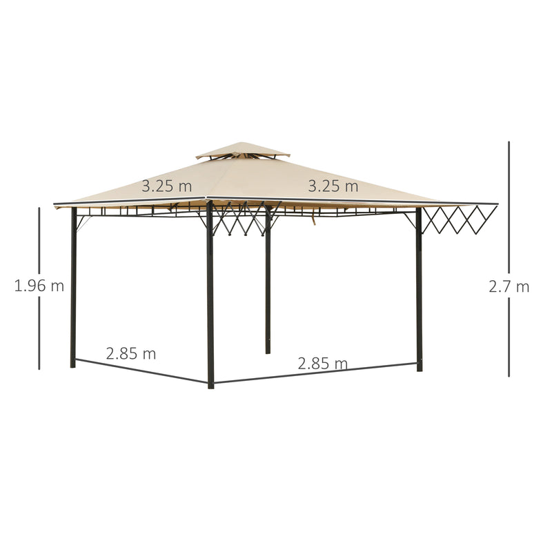 Gazebo da Giardino 3,25x3,25m con Telo Estraibile Marrone Chiaro