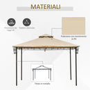 Gazebo da Giardino 3,25x3,25m con Telo Estraibile Marrone Chiaro