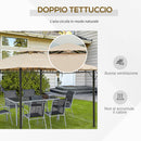 Gazebo da Giardino 3,25x3,25m con Telo Estraibile Marrone Chiaro