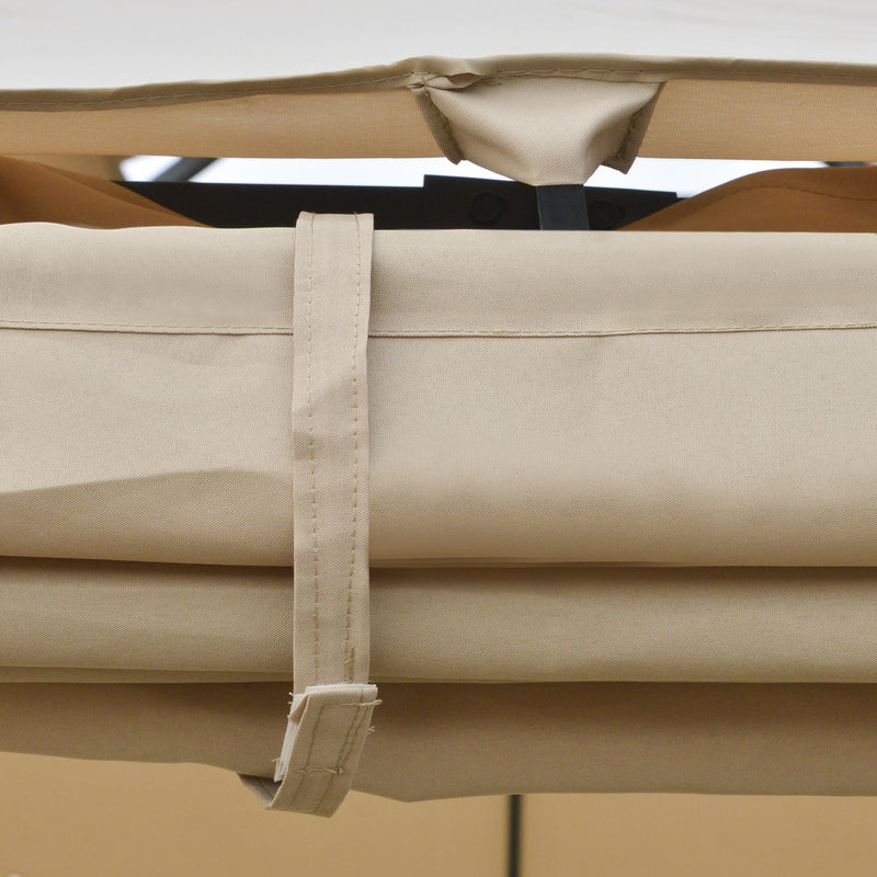 Gazebo da Giardino 3,25x3,25m con Telo Estraibile Marrone Chiaro