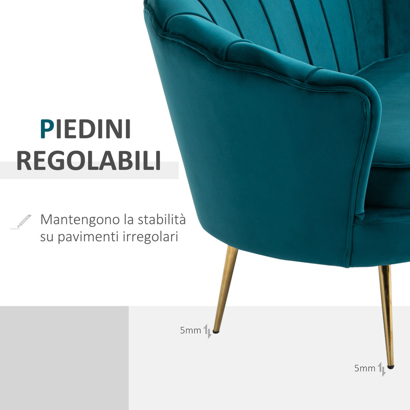 Divano 2 Posti 130x77x77 cm in Velluto Verde