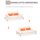 Divano Letto Singolo 2 Posti 213x112x83 cm in Tessuto Beige