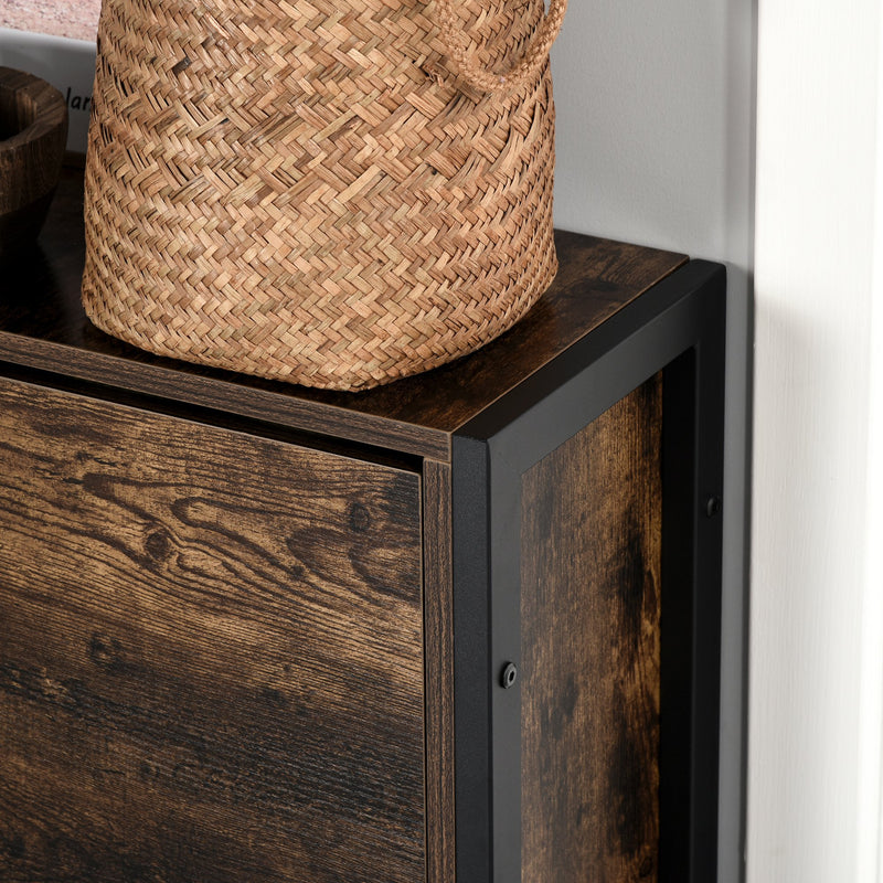 Scarpiera 3 Scomparti 60x24x115 cm 12 Paia in Legno e Metallo Marrone