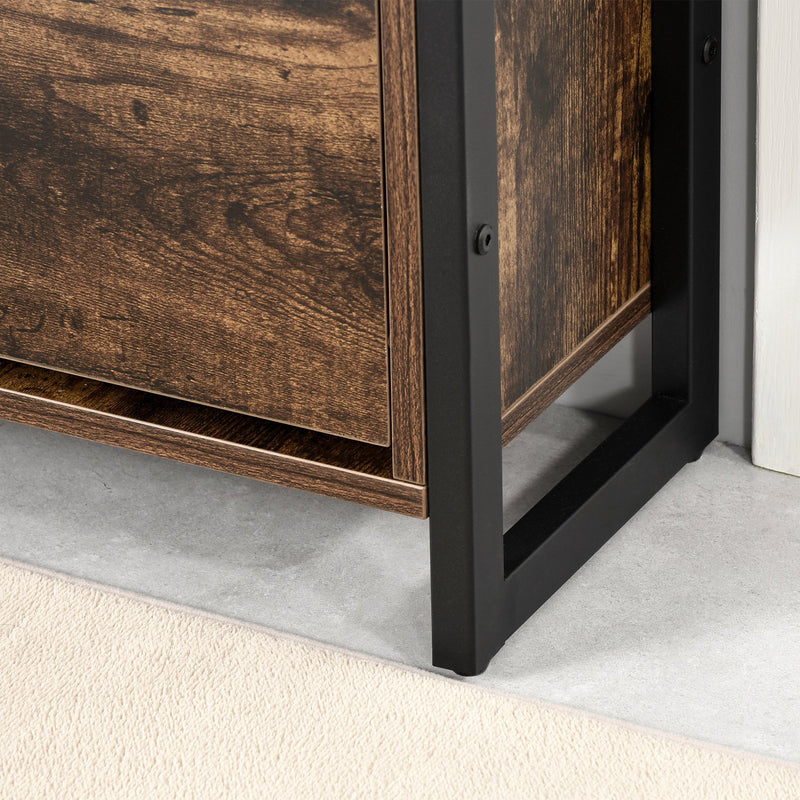 Scarpiera 3 Scomparti 60x24x115 cm 12 Paia in Legno e Metallo Marrone