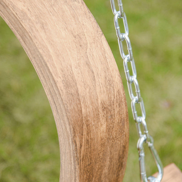 Rocking chair de jardin 2 places 190x130x192 cm en bois avec assise rembourrée blanc crème prezzo